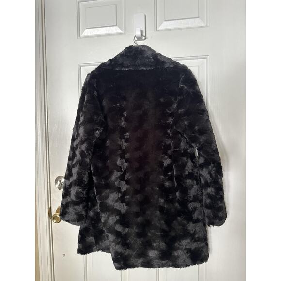Express Faux Fur Coat Womens XS Black Plush Teddy Open Front Shawl Collar Winter - Picture 6 of 7